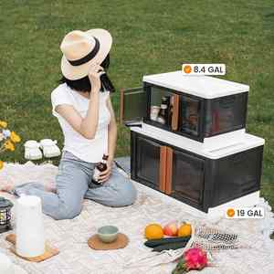 Boîte de rangement pliable en plastique à double ouverture avec couvercle, organisateur de vêtements rectangulaire, best-seller Shopify, pour armoire, motif pois de sésame - Product Image 6