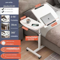 Bureau d'étude pliable mobile, bureau de lit réglable pour ordinateur portable, table de lit pliable pour ordinateur portable, table de lit réglable