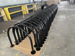 Commercial en acier robuste inversé large boucle U cerceau 2-Bike Double face montage au sol en poudre enduit vélo Parking Rack trafic - Product Image 4