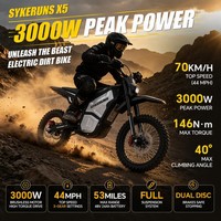Moto électrique haute vitesse Sykeruns X5 3000W pour adultes, E-Moto tout-terrain pour activités cross-country, type Dirt Bike pour adultes