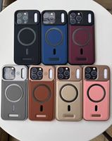 Nouvelle coque arrière en cuir pour iPhone 17 Pro Max 16 Pro 14 15 Plus 13 12, coque magnétique pour Samsung S25 Ultra