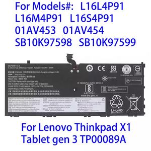 Batterie d'ordinateur portable L16L4P91 L16M4P91 pour <span class=keywords><strong>Lenovo</strong></span> <span class=keywords><strong>Thinkpad</strong></span> <span class=keywords><strong>X1</strong></span> <span class=keywords><strong>Tablet</strong></span> Gen 3 TP00089A 7.72V 42WH Batterie d'ordinateur portable - Product Image 2