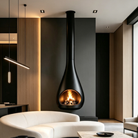 Cheminée décorative électronique moderne en acier au carbone, à suspension ouverte, à bois, pour chauffage intérieur personnalisé