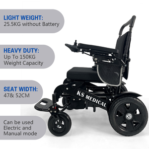 KSM-606Plus <b>Power</b> Electric Wheelchair 350W Dual Motors 52cm Seat Width Aluminum Alloy Foldable Removable Battery Cushioned Seat - Product Image 4