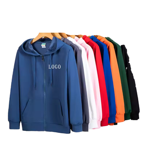 Sweat à capuche zippé pour homme en coton 100% de haute qualité, molleton uni, coupe ample, tricoté, respirant, 380 g/m², épais - Product Image 2