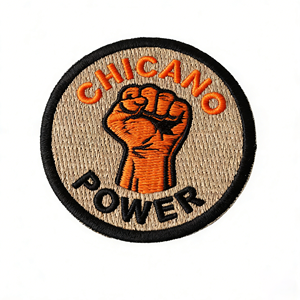 Écusson thermocollant personnalisé 'CHICANO POWER' en tissu brodé, style politique <span class=keywords><strong>mexicain</strong></span>-américain des années 60 et 70, pour chapeaux - Product Image 2