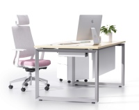 Ensemble de bureau et chaise modulaires en bois en forme de L, avec pieds en métal, pour la maison ou le bureau