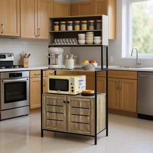Mueble de Cocina con Soporte para Microondas, 4 Estantes, Diseño Industrial, Independiente - Product Image 2