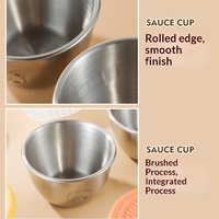 Bol à sauce en acier inoxydable réutilisable, petit bol à condiment en acier inoxydable de 80 ml avec couvercle