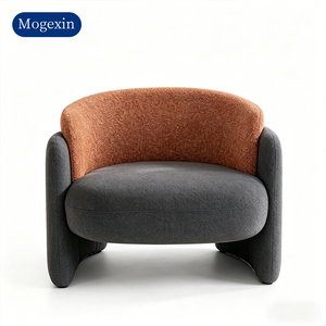 Fauteuil de salon moderne en tissu bouclé bicolore pour salon, chambre, salle à manger, hôtel, appartement - Product Image 6