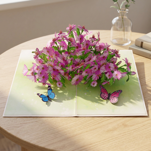 Best Seller Purple Daisies Flower Garden 3D Pop Card Handmade Animal Love Customized Design Paper Craft Vietnam Gifts Viet-craft - Product Image 3