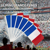 AhfuLife – Lot de 30 petits drapeaux de France en polyester avec mât en bois de 30 cm pour la Fête nationale du 14 juillet 2026