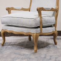 Ensemble fauteuil et canapé Louis moderne de style français, fauteuil individuel au design italien en chêne et tissu pour hall et salon