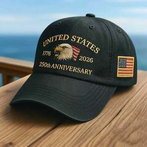 Gorra de Béisbol de Alta Calidad ZHOUHE US 250th Anniversary, 100% Algodón, Ajustable, Visera Curva, Impresión Serigráfica, Estilo Golf Dad Hat - Product Image 6