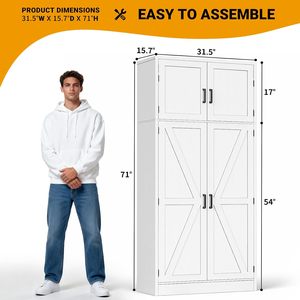 <span class=keywords><strong>Armario</strong></span> de Almacenamiento Cuadrado Moderno de Madera de 71 Pulgadas de Alto con Estantes Ajustables, Puertas Corredizas, Ecológico e Impermeable para Comedor y Sala de Estar - Product Image 6