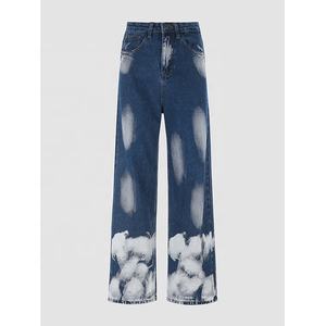 Jean Denim personnalisé de haute qualité <span class=keywords><strong>blanc</strong></span> bleu délavé ample pour <span class=keywords><strong>femme</strong></span> <span class=keywords><strong>grande</strong></span> <span class=keywords><strong>taille</strong></span> - Product Image 1