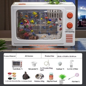 JSD Retro-TV-Stil Desktop-<span class=keywords><strong>Aquarium</strong></span> AS mit 3-Farben-Lichtfilter, Heizstab und Komplett-Landschafts-Set für Heim- und Bürodekoration - Product Image 6