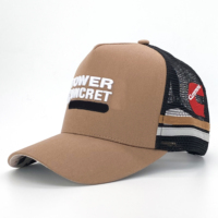 Fabricant de casquettes trucker en coton à 5 panneaux, ajustées, avec dos en maille, broderie de logo personnalisée, vente en gros