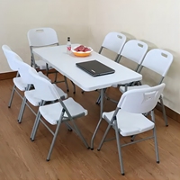 Table pliante rectangulaire blanche en plastique, légère et portable, de marque Marfa, au design minimaliste, idéale pour le camping et les banquets (vente en gros)
