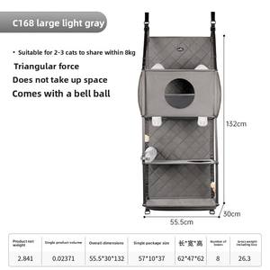 Cadre d'escalade pour chat monté sur porte sans perceuse avec maison intégrée et design pliable - Product Image 6