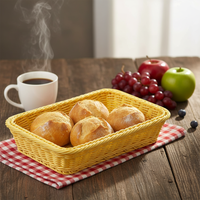Panier de service rectangulaire en rotin PP tressé, fait main, de qualité alimentaire, étanche, gain de place, écologique et durable pour restaurant