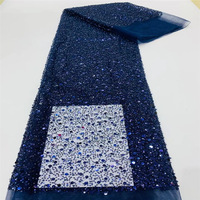 Usine Vente Tissu Brodé De Perles Irisé Perle Dentelle Maille Brillant Sequin Broderie Tulle Tissu pour Femme Soirée Robe De Soirée