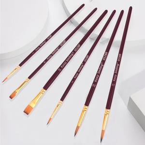 Brosses à cheveux plates à manche en bois pratiques pour artistes ensemble <span class=keywords><strong>de</strong></span> peinture à l'huile acrylique aquarelle avec cheveux en nylon pour peintres - Product Image 3