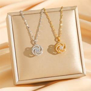 Liontin bunga zirkon berputar kamelia mewah dengan baja tahan karat untuk mode wanita trendi & pakaian sehari-hari - Product Image 4