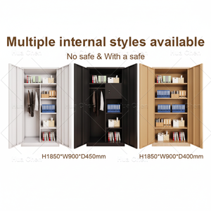 Armoire <span class=keywords><strong>de</strong></span> Rangement Moderne pour Maison à 2 Portes, Penderie en Métal Acier avec <span class=keywords><strong>Miroir</strong></span> pour Chambre à Coucher, Conception Personnalisée - Product Image 2