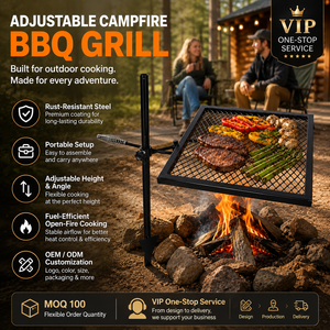 Soporte Giratorio Reforzado de Malla de Acero con Altura Ajustable y Mango con Resorte para Parrilla de Barbacoa y Fogatas al Aire Libre, Venta al por Mayor - Product Image 2