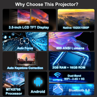 Projecteur intelligent natif 1080p 4k Android pour cinéma maison, bureau, entreprise, école, salle d'éducation, vidéo projecteur 4k