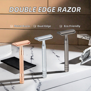 Rasoir de sécurité à double tranchant classique réutilisable en métal pour hommes, idéal pour l'épilation du maillot de bain - Product Image 2