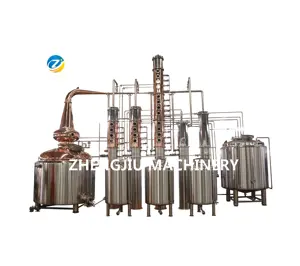 2000L Large Size Copper Reflux Column Still Gin Brandy Whiksy Vodka Distillery Vodka Production Line For Commercial Sales