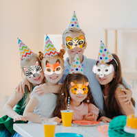 New Half Face Cartoon Animal Mask Coated Paper Birthday Party Decorations and Photo Props for Children