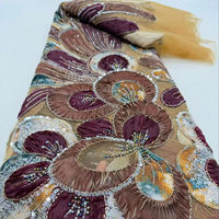 Tissu en dentelle noir brodé de perles et de sequins de haute qualité pour femmes, idéal pour les mariages et les robes de mariée