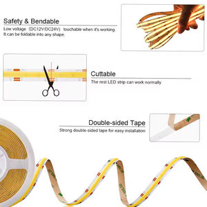 Tira de diodos emisores de luz LED COB de 2700k-6500k, 3 años de garantía, amplio espectro IP20, doble voltaje 12V/24V, control remoto de color CCT. - Product Image 4