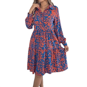 Abito Camicia Lungo a Maniche Lunghe con Stampa Leopardata e Blocchi di Colore, Stile Casual Europeo e Americano, Collezione Primavera/Estate 2026 - <span class=keywords><strong>Abbigliamento</strong></span> <span class=keywords><strong>Donna</strong></span> - Product Image 5