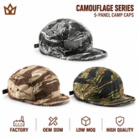 Casquette de course 5 panneaux camouflage personnalisée légère, chapeau de sport camouflage à visière courte pour activités de plein air, camping, avec boucle réglable, vente en gros OEM ODM