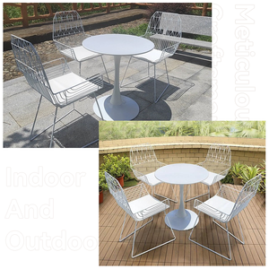Ensemble de table à manger pour 4 personnes, ensemble de table à manger <span class=keywords><strong>en</strong></span> aluminium pour l'extérieur, ensemble de chaises de <span class=keywords><strong>salon</strong></span> pour l'extérieur, ensemble de table à manger blanche pour restaurant, <span class=keywords><strong>jardin</strong></span> - Product Image 1