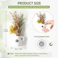 Aimants pour réfrigérateur en forme de vase à fleurs en céramique, mini vase magnétique avec fleurs séchées naturelles, décorations mignonnes pour la maison