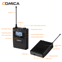 COMICA CVM-WM300II(A) Système de microphone Lavalier sans fil rechargeable UHF à 96 canaux en alliage de zinc (portée de 394 pieds)(2TX + 1RX)