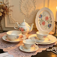 Assiette en céramique gaufrée rose rouge style rétro français, assiette à dessert vintage pour le thé de l'après-midi, vaisselle de table occidentale pour la maison