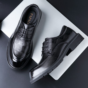 Chaussures Derby en Cuir pour Hommes, Noir, Cuir de Vachette Pleine Fleur, Tenue Formelle, Mariage, Oxfords, Style Quatre Saisons - Product Image 1