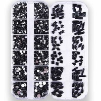 12 grilles (2 boîtes) de strass pour ongles vert émeraude multi-formes 3D SS4-SS16, diamants ronds en verre champagne, pierres précieuses en cristal à dos plat