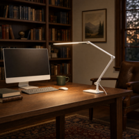 Lampe de bureau LED à commande tactile, double source lumineuse, pliable, intensité réglable, couleur ajustable, AC, écologique, protection des yeux, pour chambre à coucher