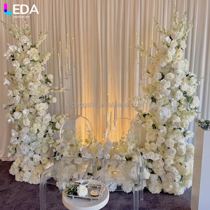 LEDA Weddings Parties Handmade Decoration White Silk <b>Artificial</b> <b>Flower</b> Horn rose Arch for Wedding - Product Image 1
