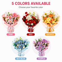 Bouquet de fleurs artificielles en crochet fait main, élégant et romantique, rose et marguerite mélangées, pour la fête des mères, décoration
