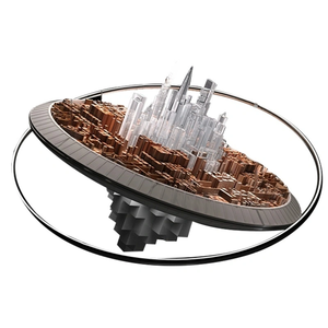 Œuvre d'art en matériaux mixtes, décoration murale, architecture 3D, design de skyline de ville futuriste, sculpture - Product Image 4