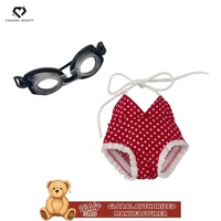 Peluche Ours Vert avec Maillot de Bain et Vêtements Interchangeables en Tissu Coton pour Unisexe