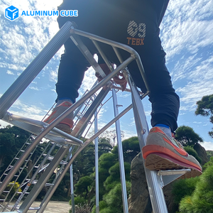 Современная складная трехсекционная лестница из алюминия в индустриальном стиле, изолированная металлическая телескопическая лестница для сбора фруктов, инструмент для сада и дома JNS - Product Image 2